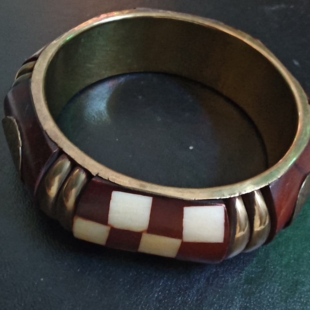 Brown and Cream Checkered Bangle